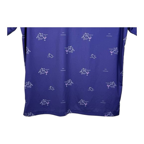 Straight Down Polo Shirt Men’s Medium Blue Dolphin Martini Golf Bear Dance - Picture 8 of 16
